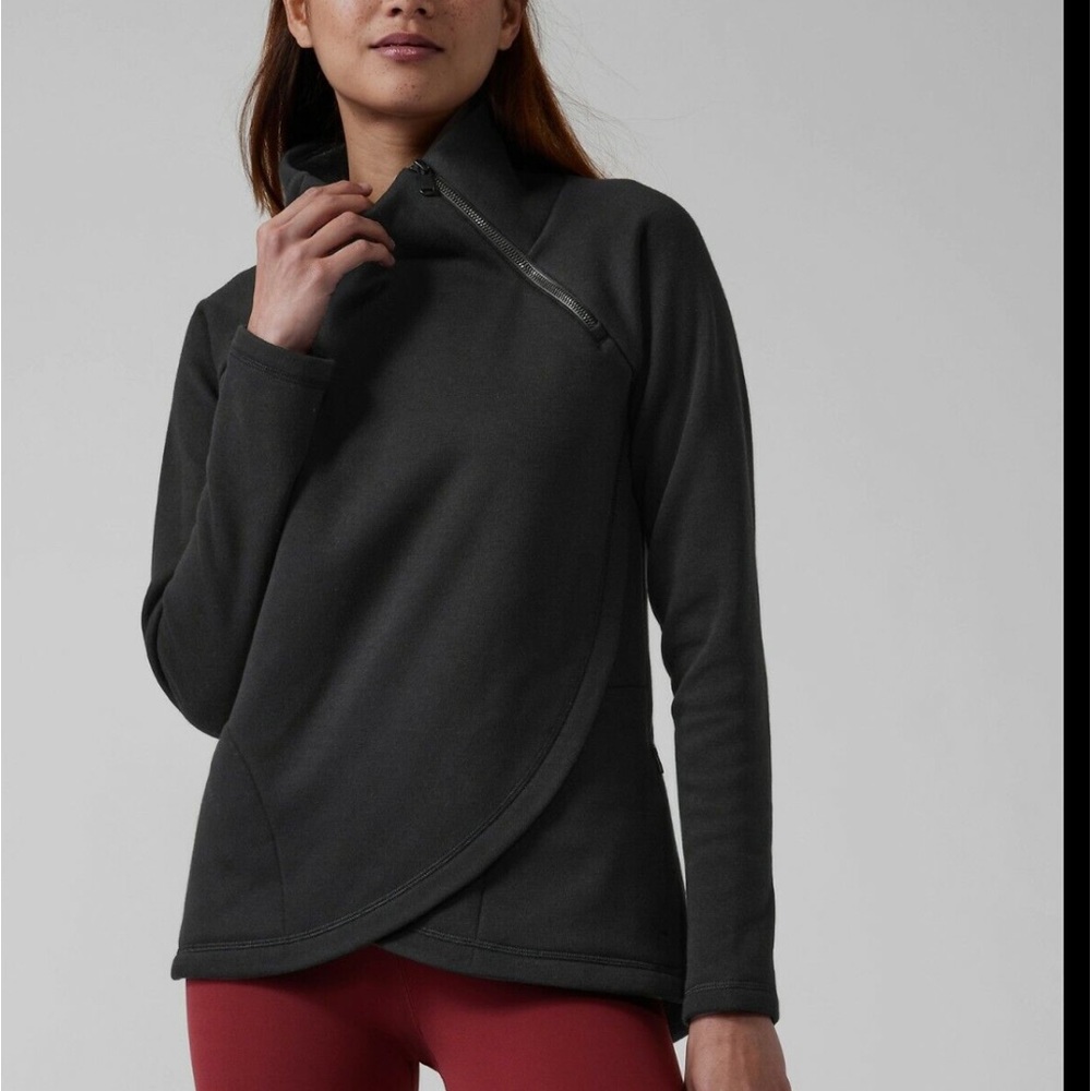 Athleta Dark Charcoal Asymmetric Zip Pullover